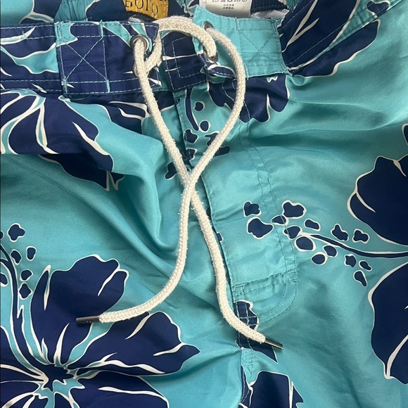 Ralph Lauren Turquoise and Navy Hibiscus Swim Shorts - Picture 4 of 5